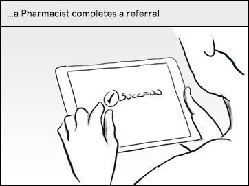 A pharmacist completes a referral on a tablet device
