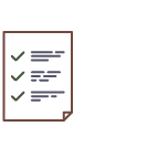 Icon showing a list of features with a tick next to each one