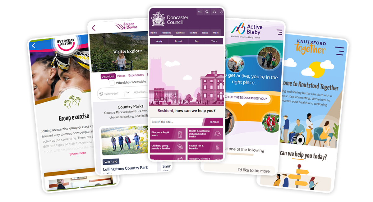 Screenshots of health and wellbeing engagement websites we've produced