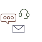 Group of 3 icons - email, phone and chat