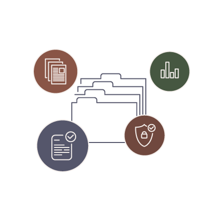 Caseload illustration, with 4 folders stacked on top of each other