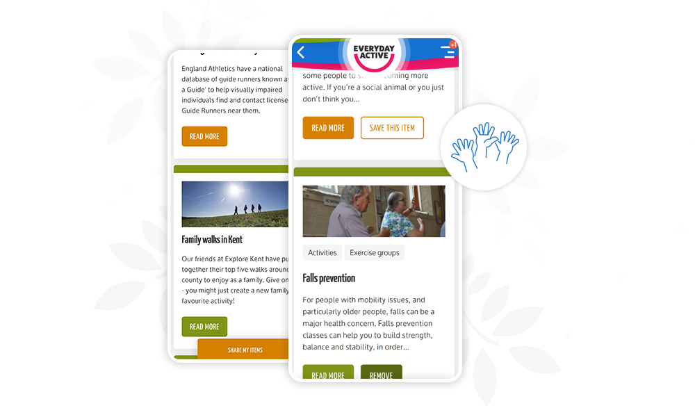 Image of bookmark features to save social prescribing activities and resources