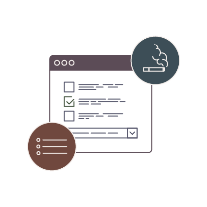 Illustration of web form for smoking