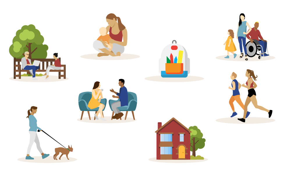 Collection of health and wellbeing illustrations designed by Cyber Media