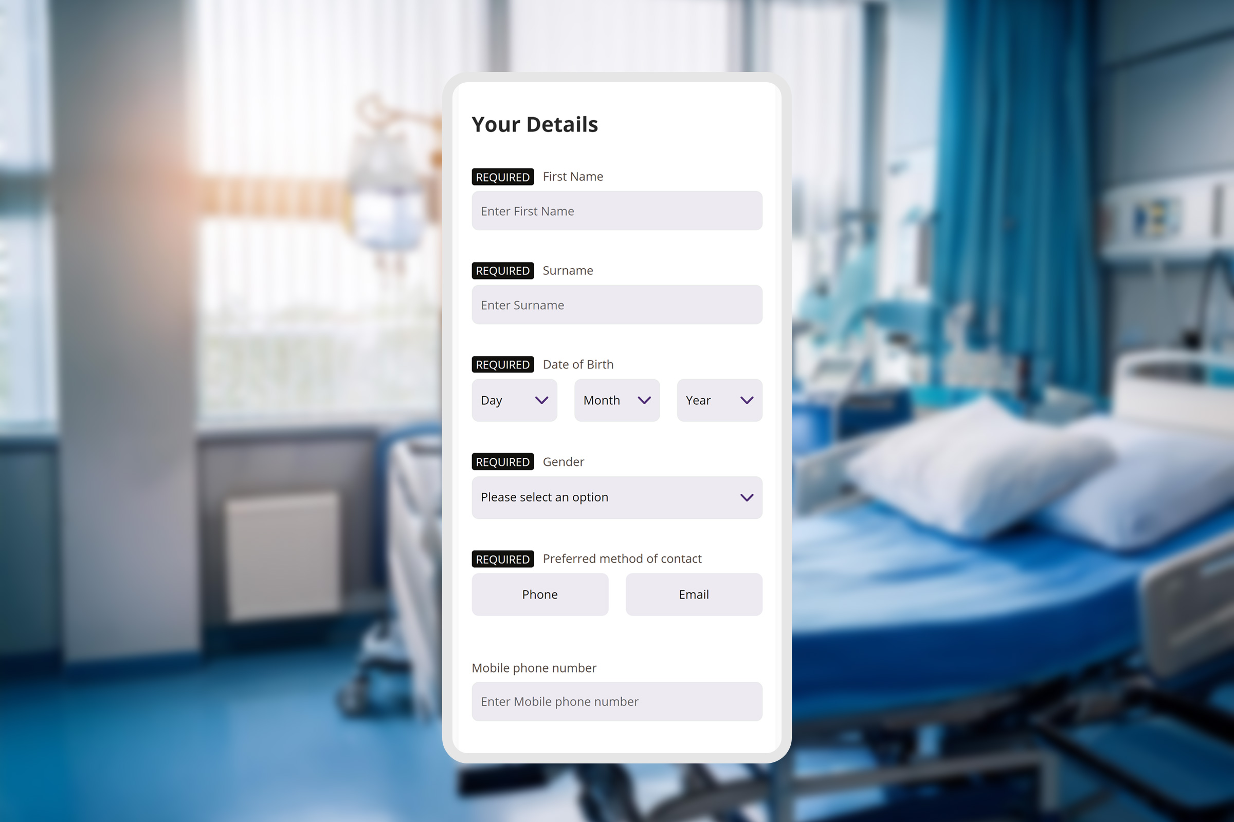 Referral Form Mobile In Waiting Room Hospital