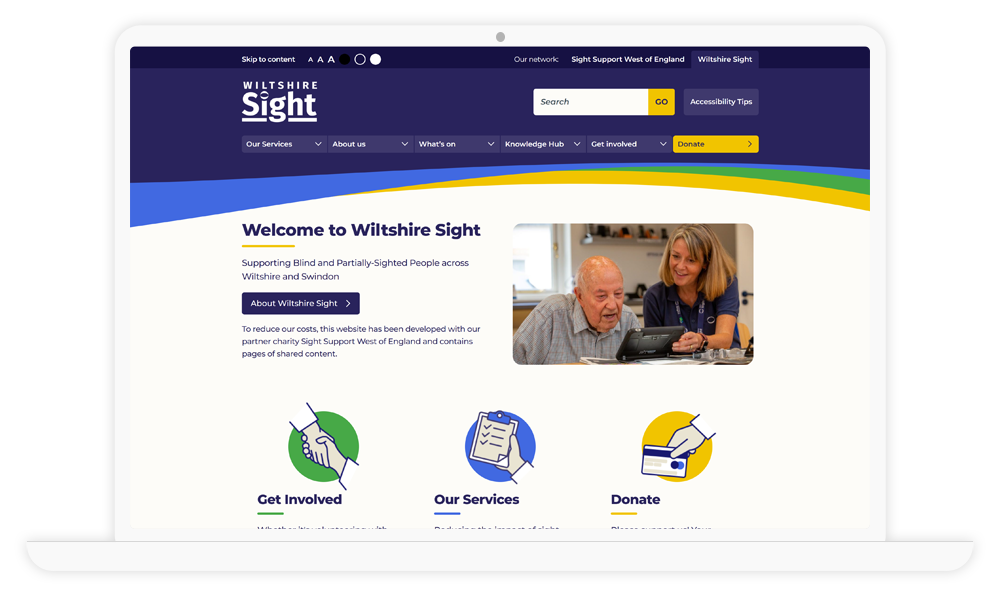 Image of Sight Support homepage at a desktop viewpoint