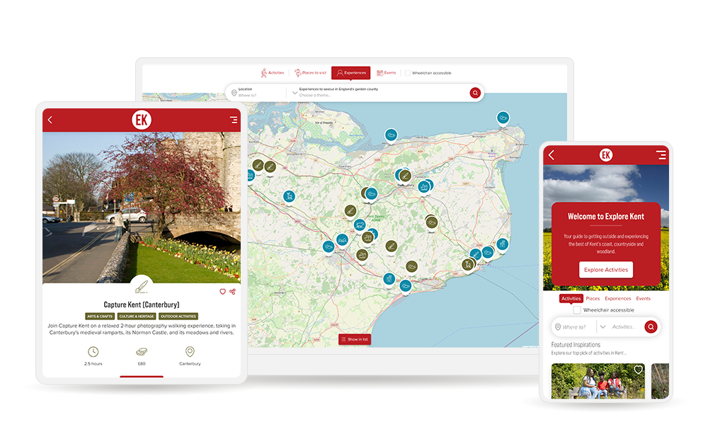 Images showing Explore Kent website on multiple devices