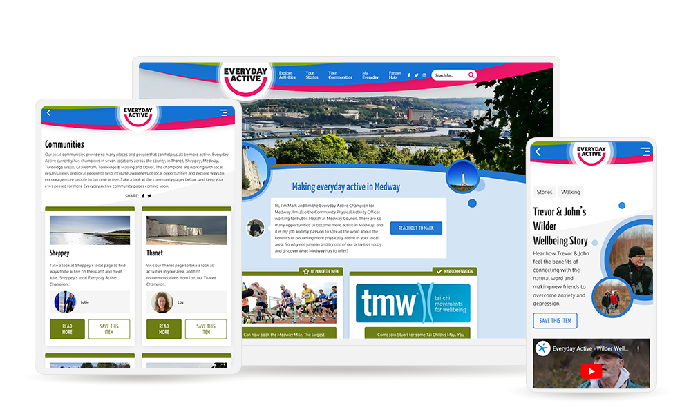 Images of Everyday Active behaviour change website shown on different devices