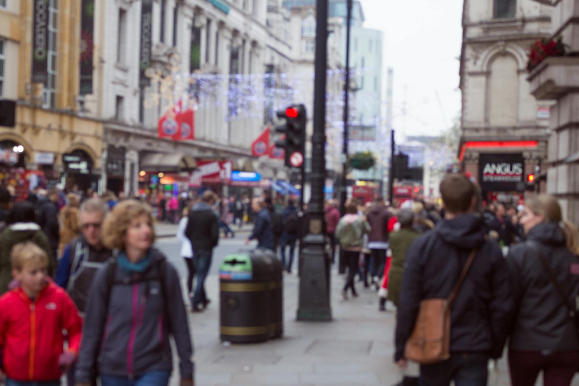 Crowded Uk Street Scene