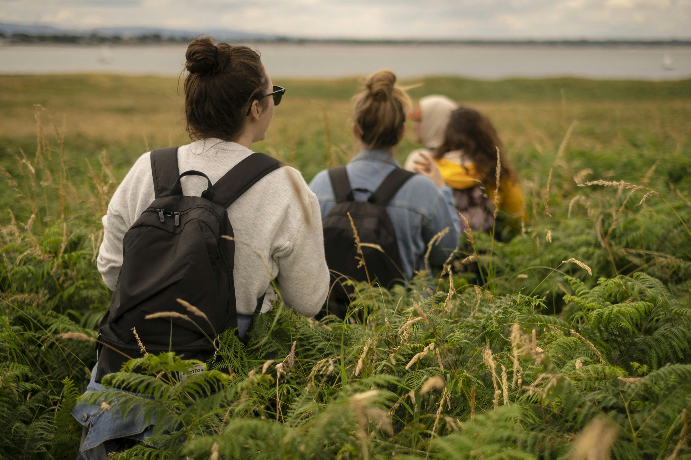 Group Of Walkers Near The Coast Uk