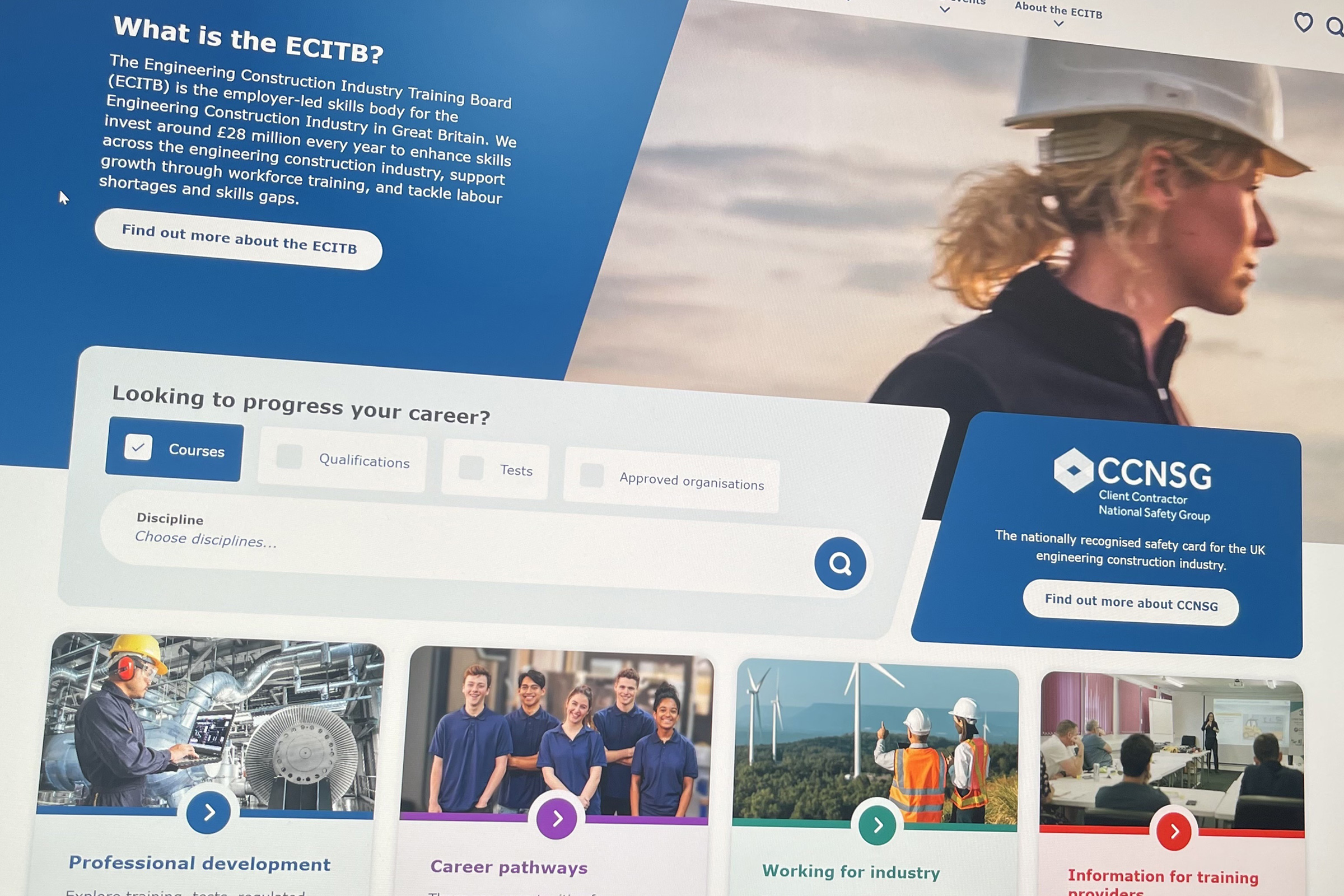 ECITB optimised user centric homepage design
