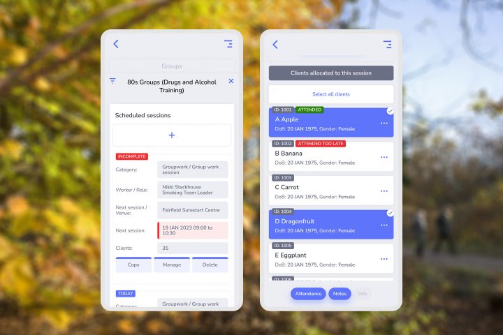 Theseus exercise by referral software supports management of group exercise sessions
