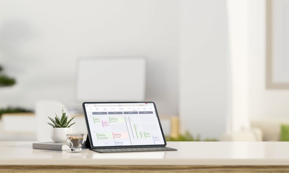 Tablet On Desk Showing Screenshot Of Diary System Scaled Aspect Ratio 1000 600